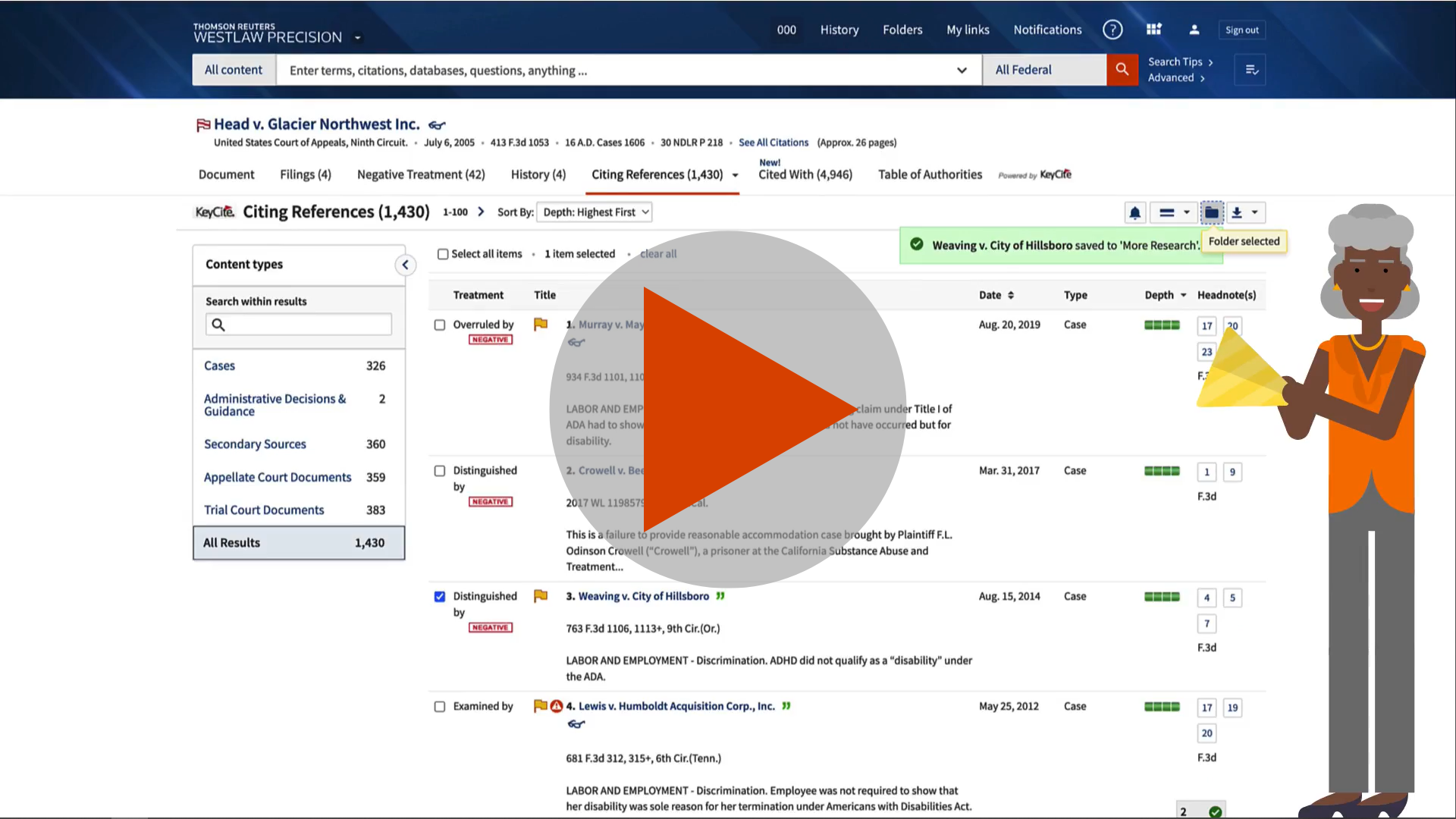 Watch "Intermediate Westlaw Certification: Citators" Watch "Intermediate Westlaw Certification: Citators"