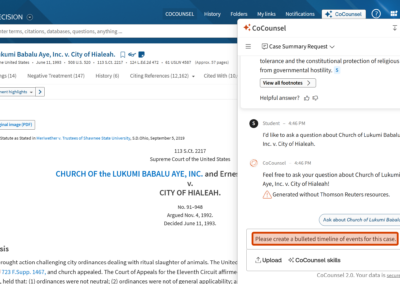 4. Ask CoCounsel for a follow up - such as for a timeline of events.