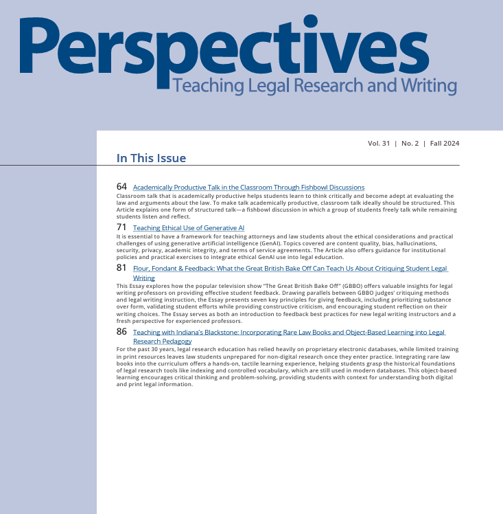 Screenshot of the latest volume of Perspectives